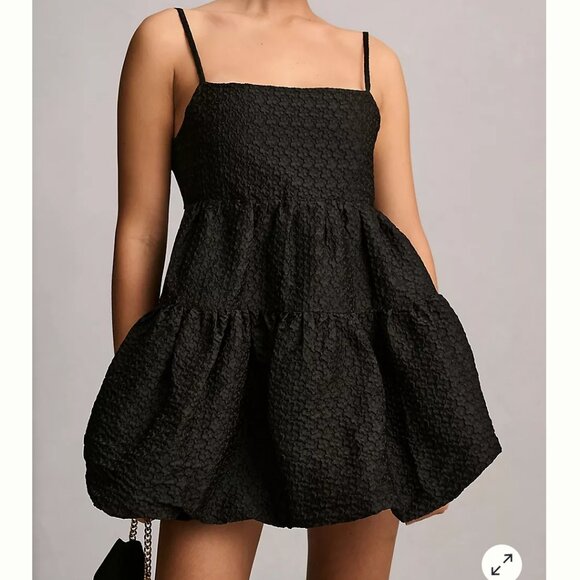 Anthropologie Black Textured Mini Dress - Picture 1 of 3